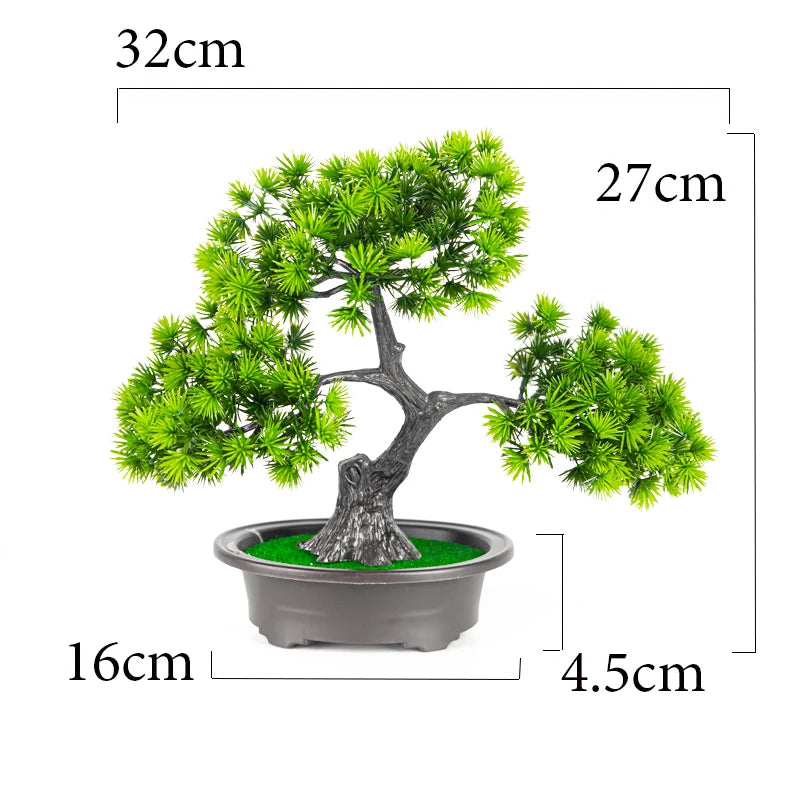 Plantas de Pinheiro Artificiais Bonsai Enfeites de Árvore Falsos 27cm