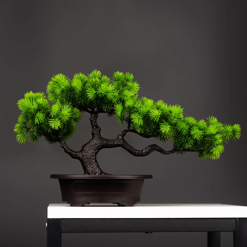 Plantas de Pinheiro Artificiais Bonsai Enfeites de Árvore Falsos 27cm