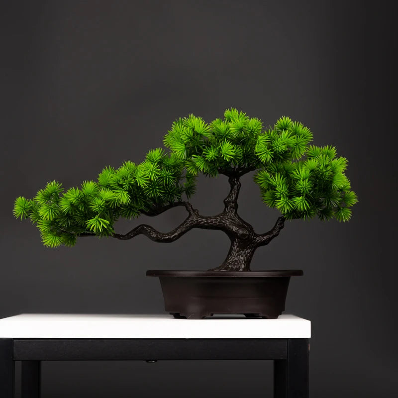 Plantas de Pinheiro Artificiais Bonsai Enfeites de Árvore Falsos 27cm