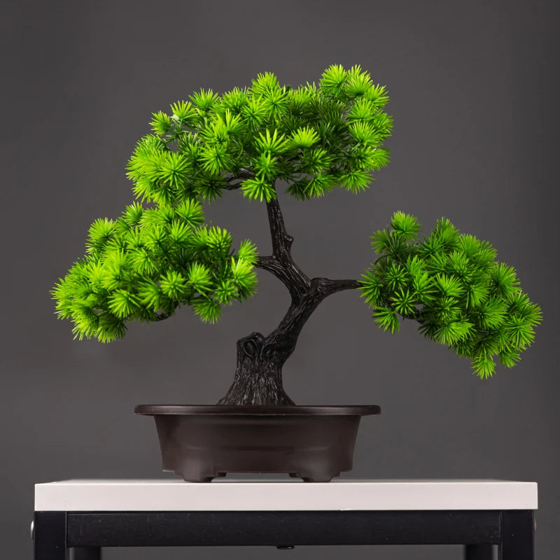 Plantas de Pinheiro Artificiais Bonsai Enfeites de Árvore Falsos 27cm