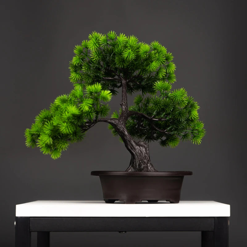 Plantas de Pinheiro Artificiais Bonsai Enfeites de Árvore Falsos 27cm