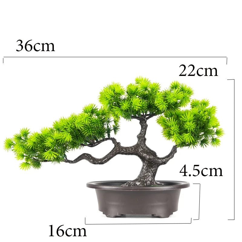 Plantas de Pinheiro Artificiais Bonsai Enfeites de Árvore Falsos 27cm